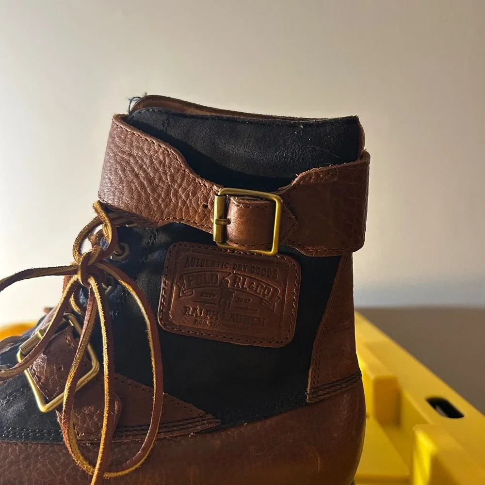 Polo Ralph Lauren Drax Duck Boots Men 8D Brown Leather Buckle Strap Outdoor Hike